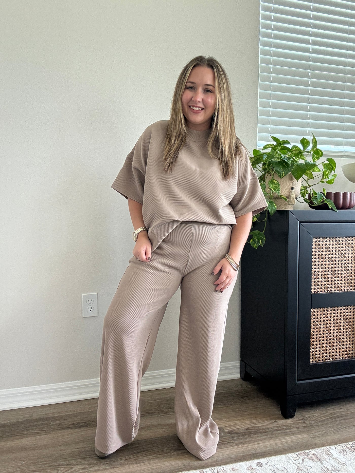 Ribbed Elastic Waist Pants | Cocoa