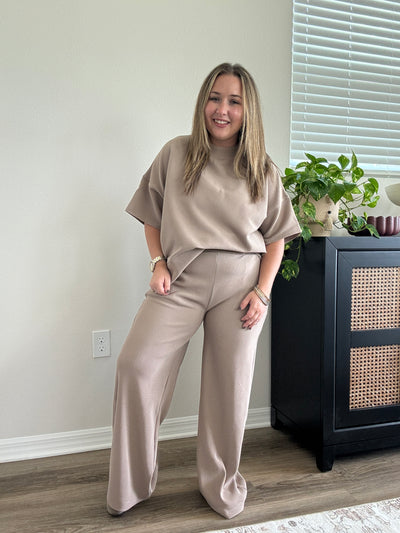 Ribbed Elastic Waist Pants | Cocoa