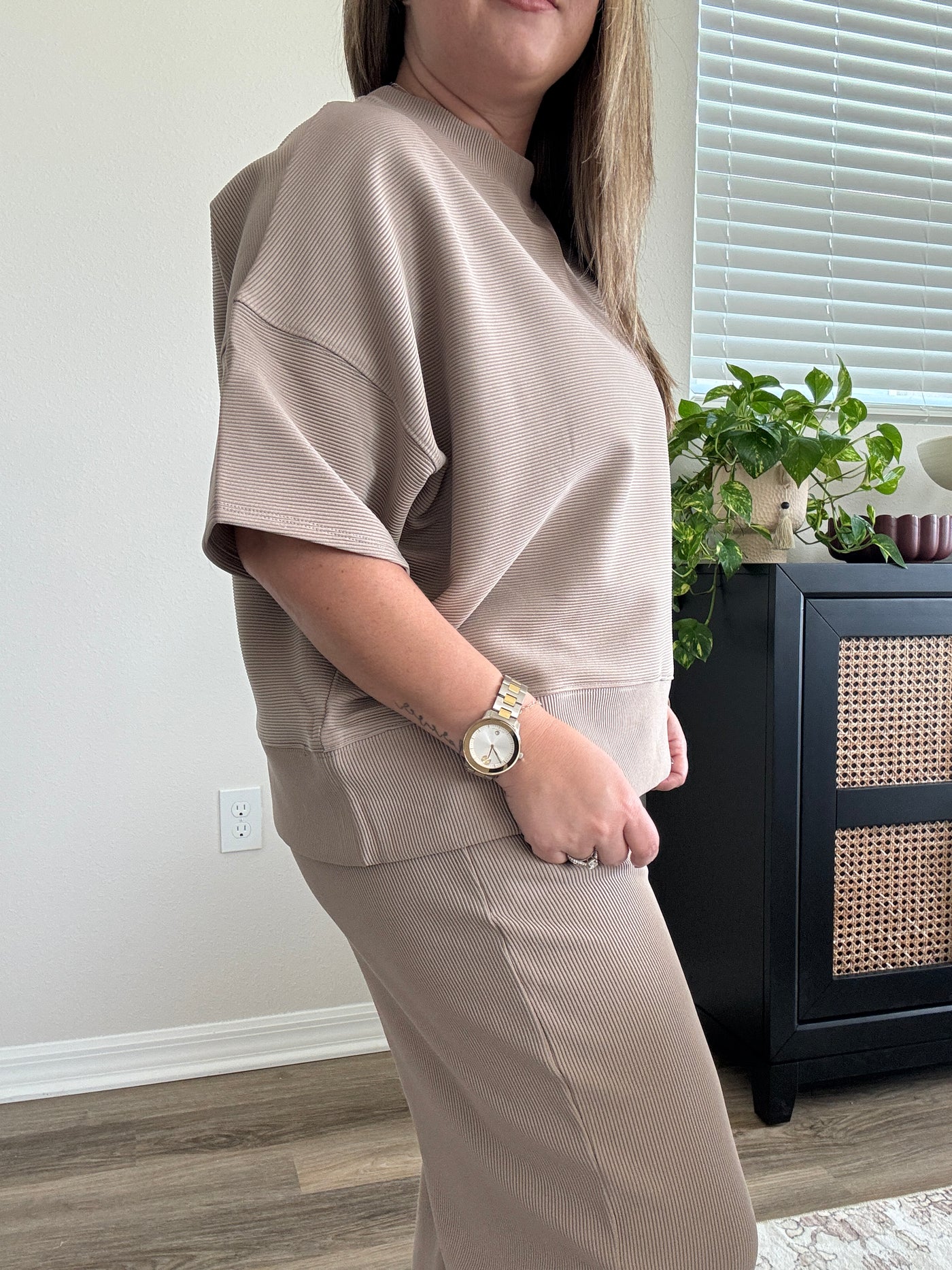 Ribbed Elastic Waist Pants | Cocoa