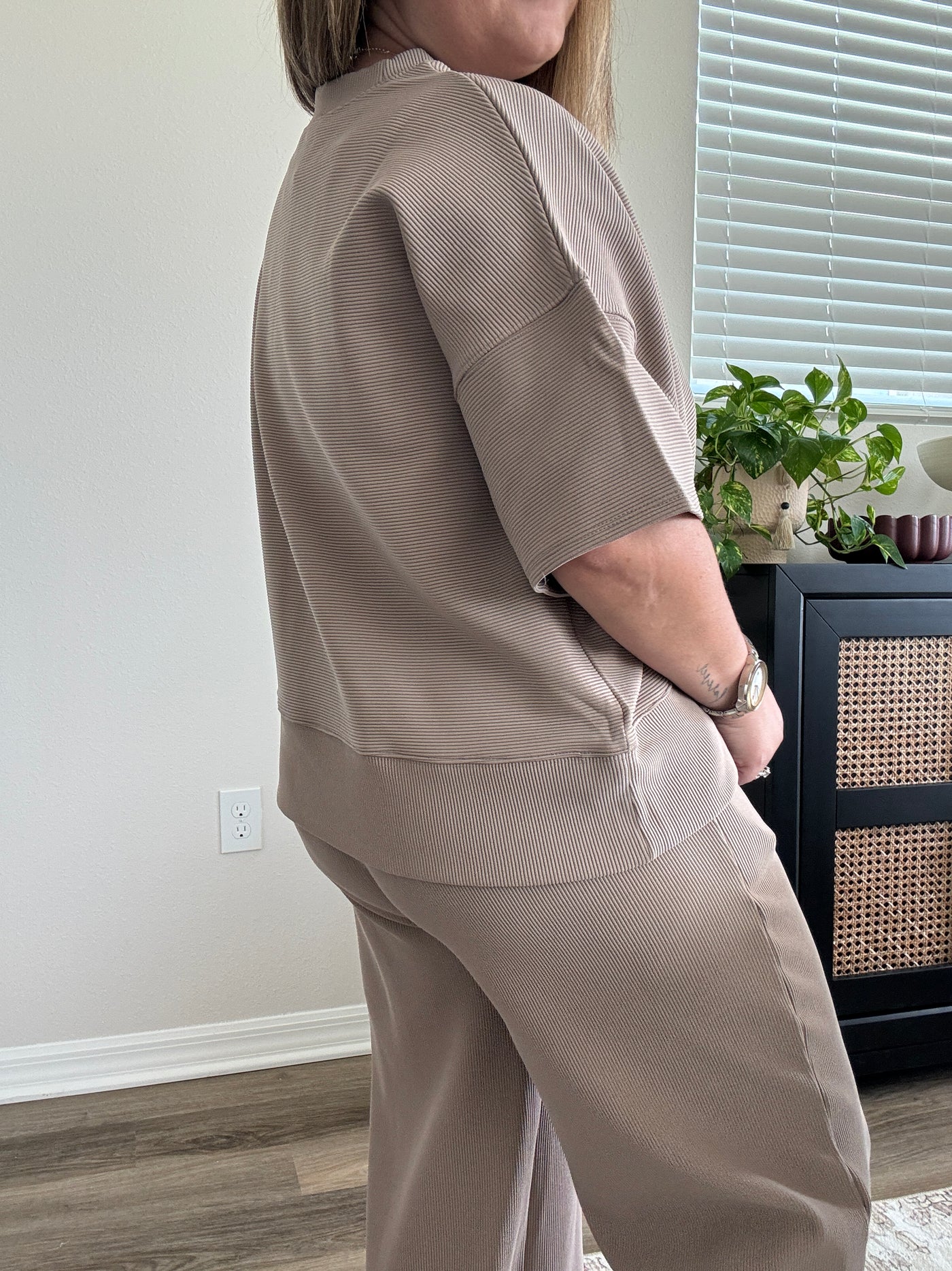 Ribbed Elastic Waist Pants | Cocoa