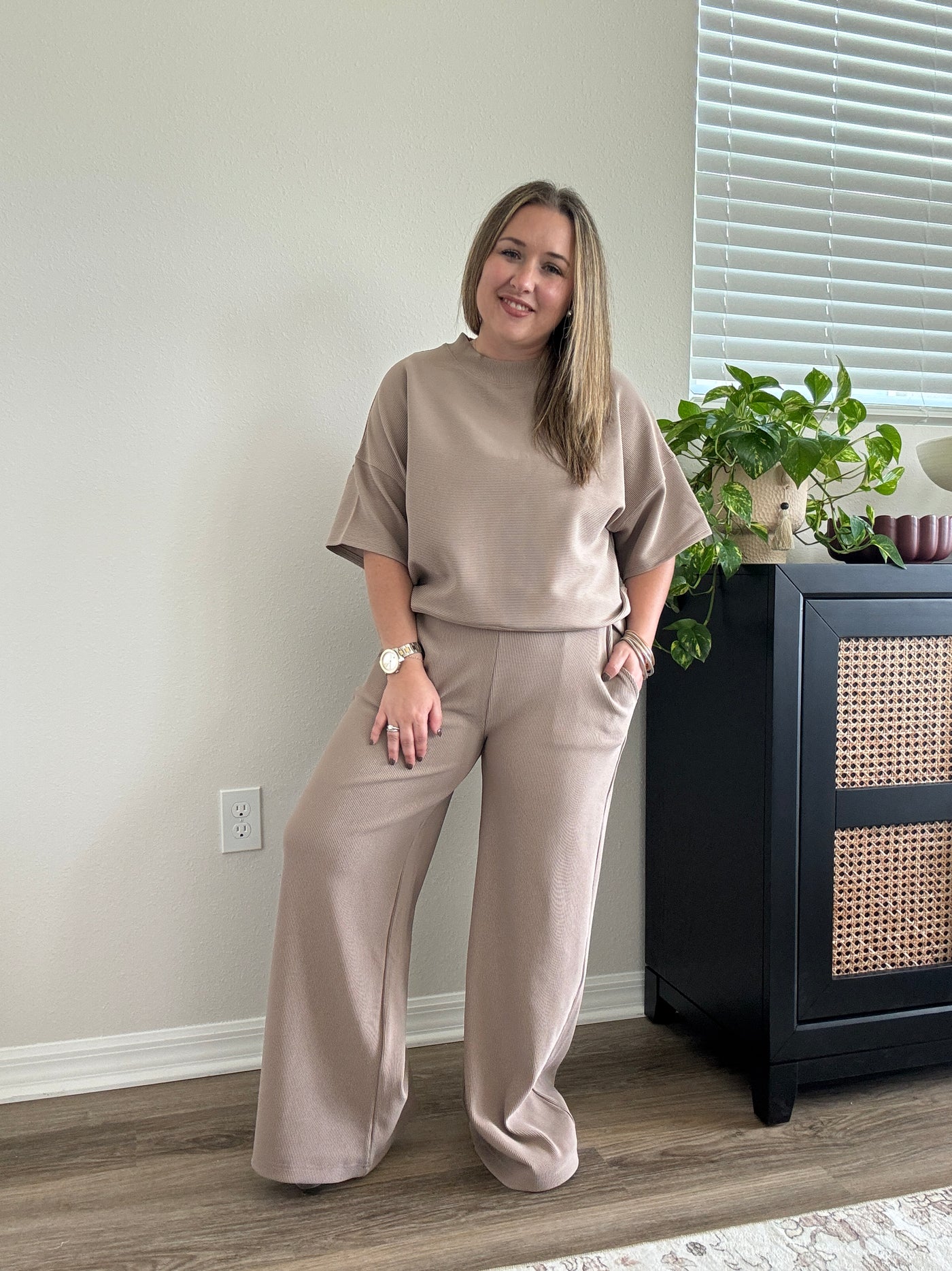 Ribbed Elastic Waist Pants | Cocoa