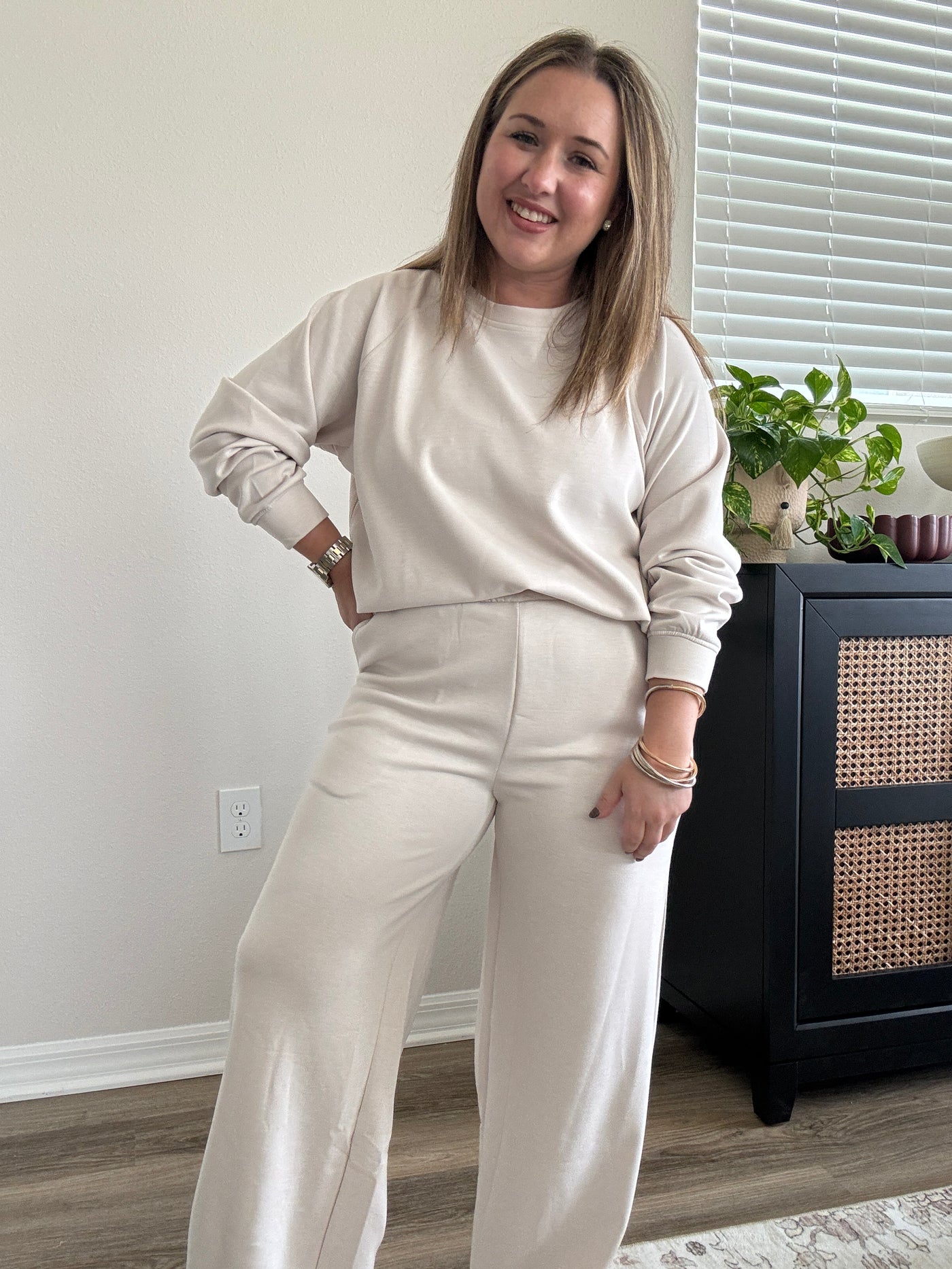 Scuba Elastic Waist Pants | Beige