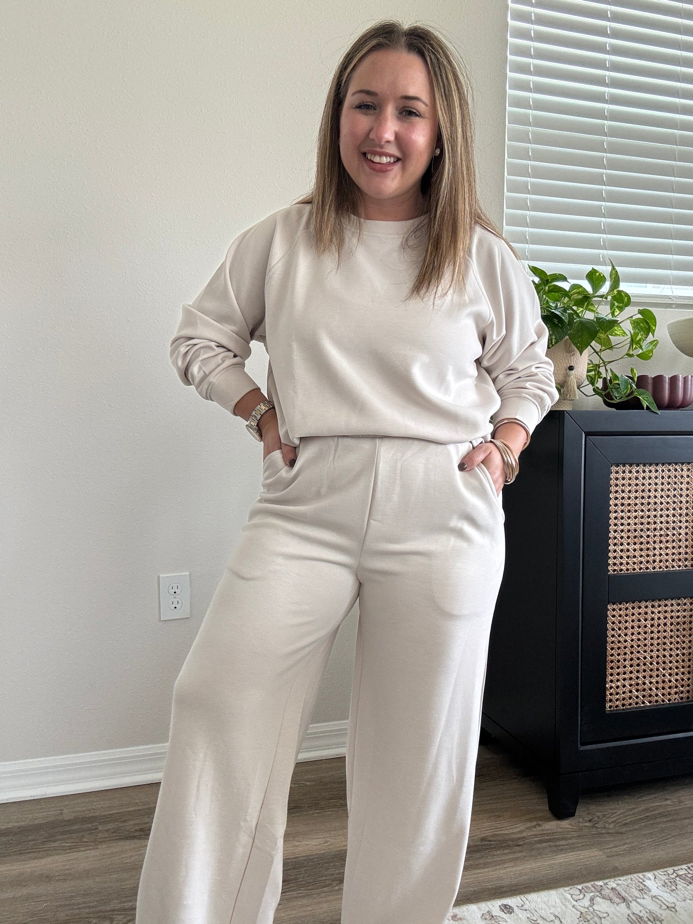 Scuba Elastic Waist Pants | Beige