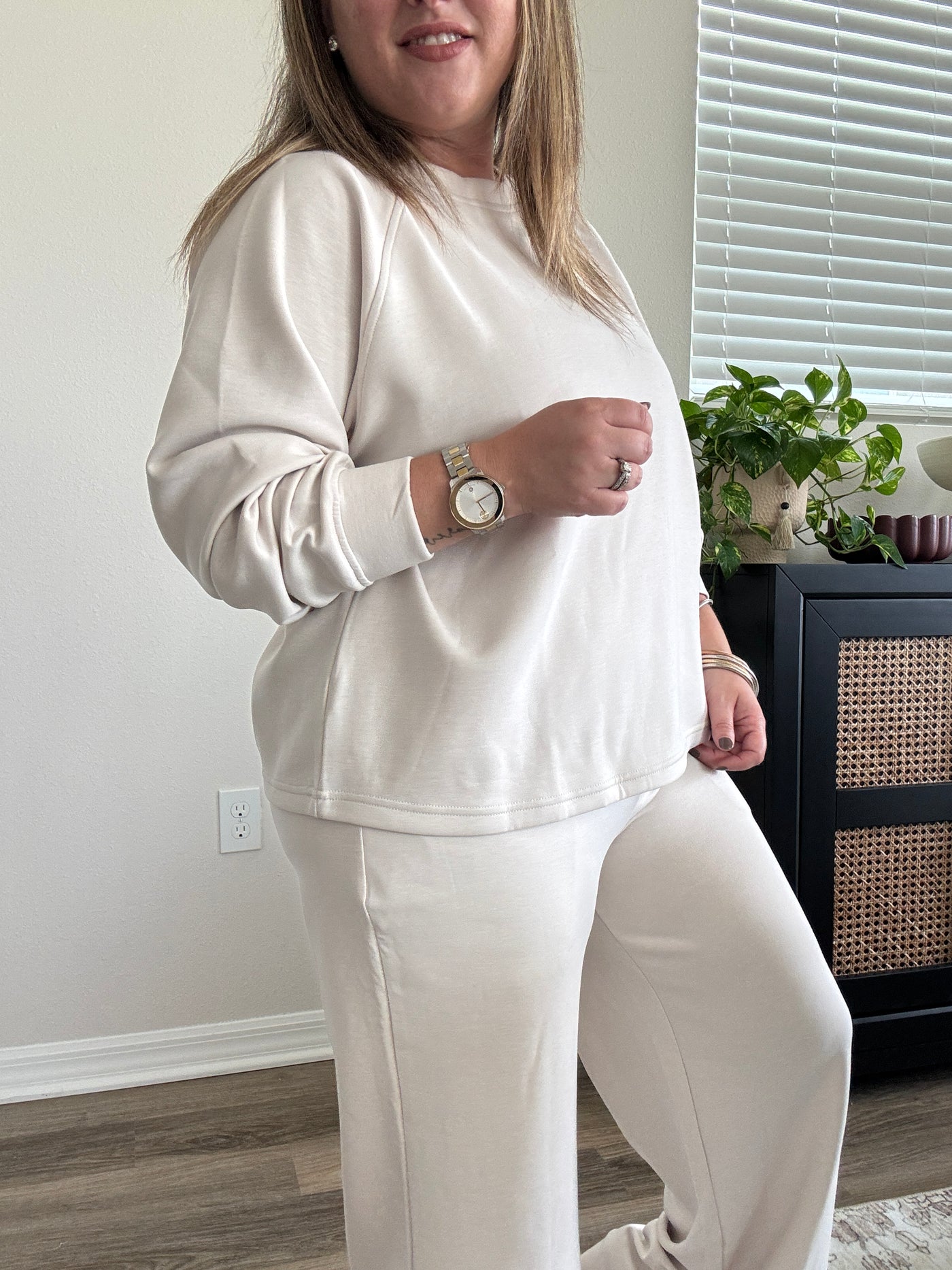 Scuba Elastic Waist Pants | Beige