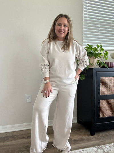 Scuba Elastic Waist Pants | Beige