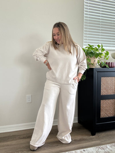 Scuba Elastic Waist Pants | Beige