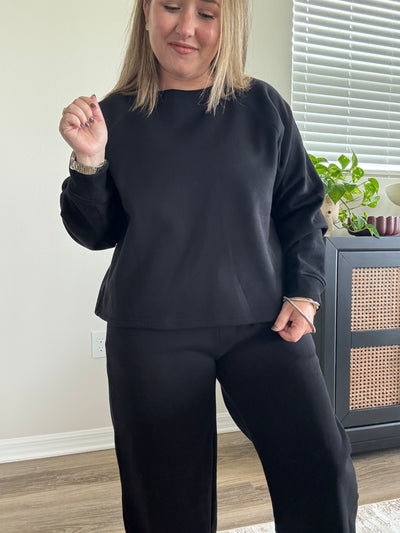 Fleece Raglan Sleeve Pullover | Black