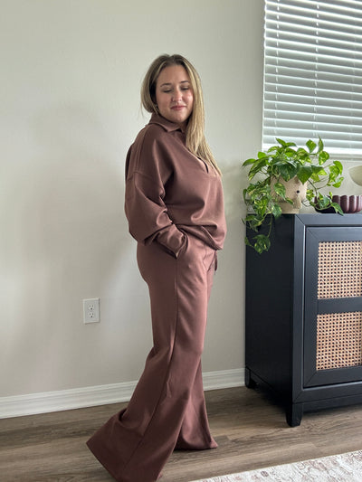 Scuba Wide Leg Pants | Brown