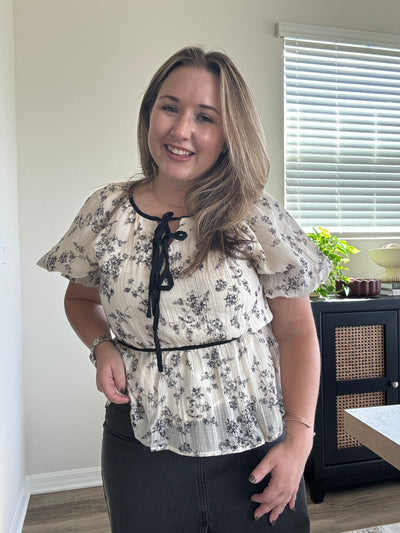 Aria Double Bow Floral Top