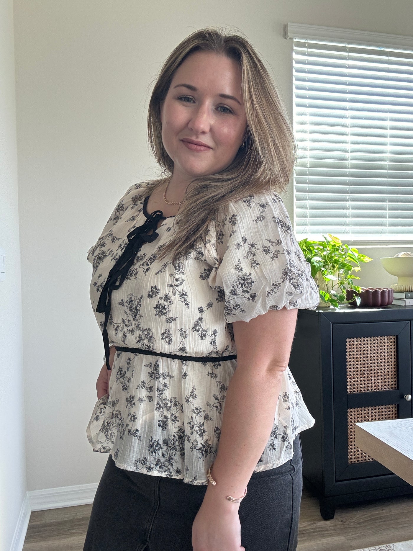 Aria Double Bow Floral Top