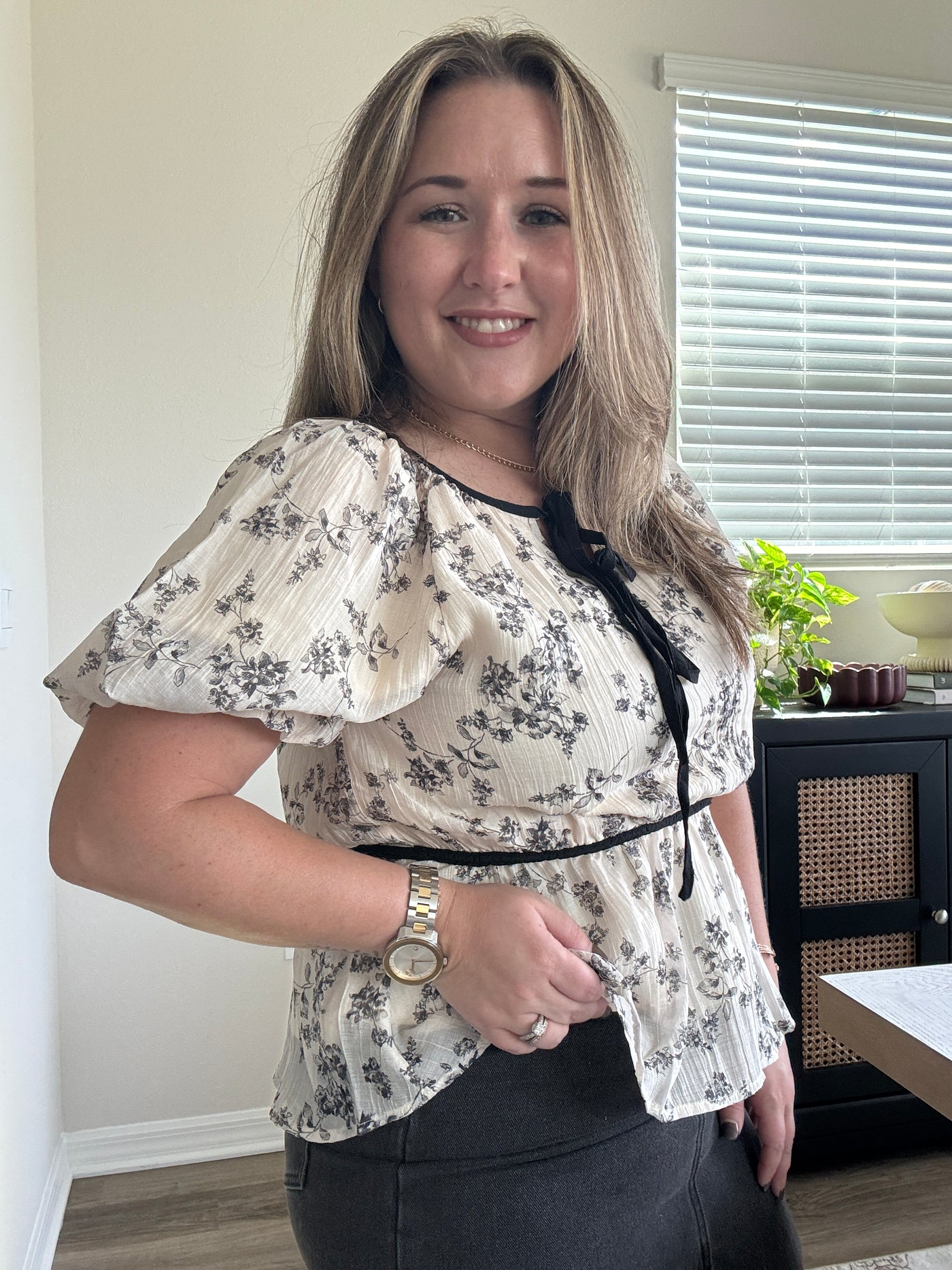 Aria Double Bow Floral Top