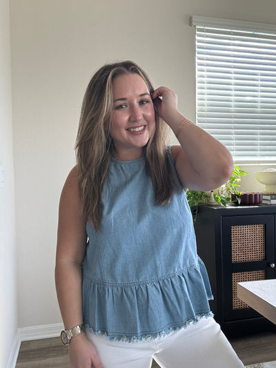 Baylor Denim Peplum Tank