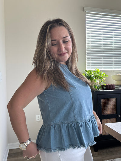 Baylor Denim Peplum Tank
