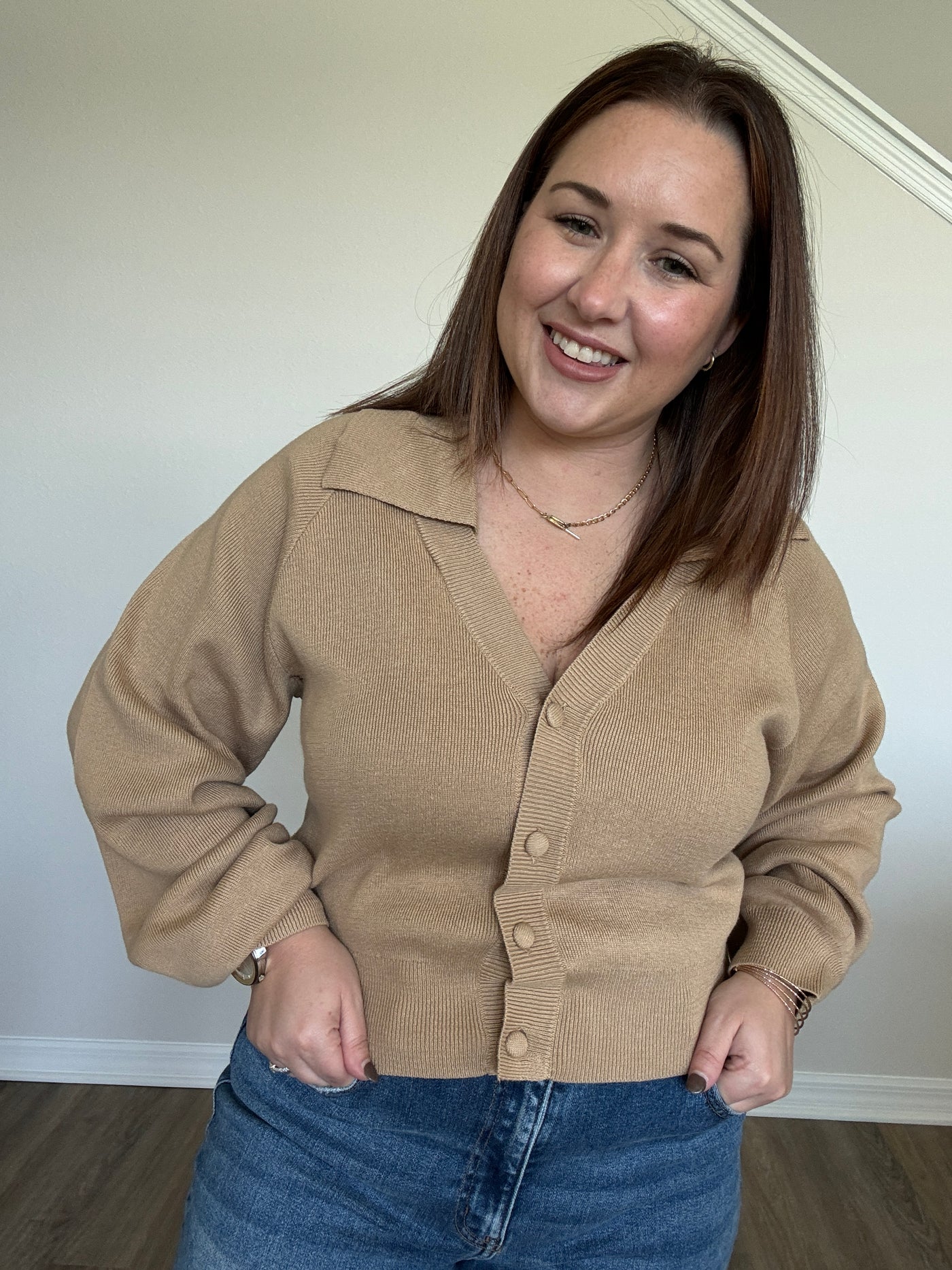 Wide Collar Sweater Cardigan