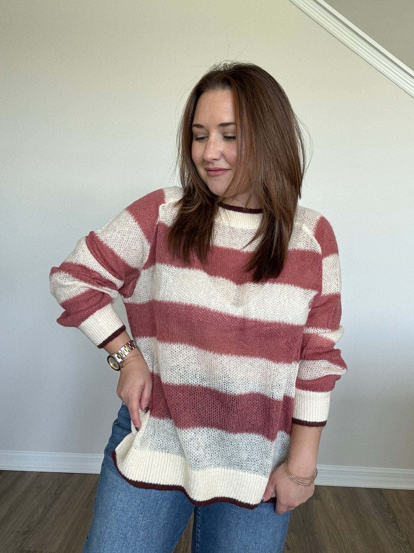 Angela Striped Sweater Top