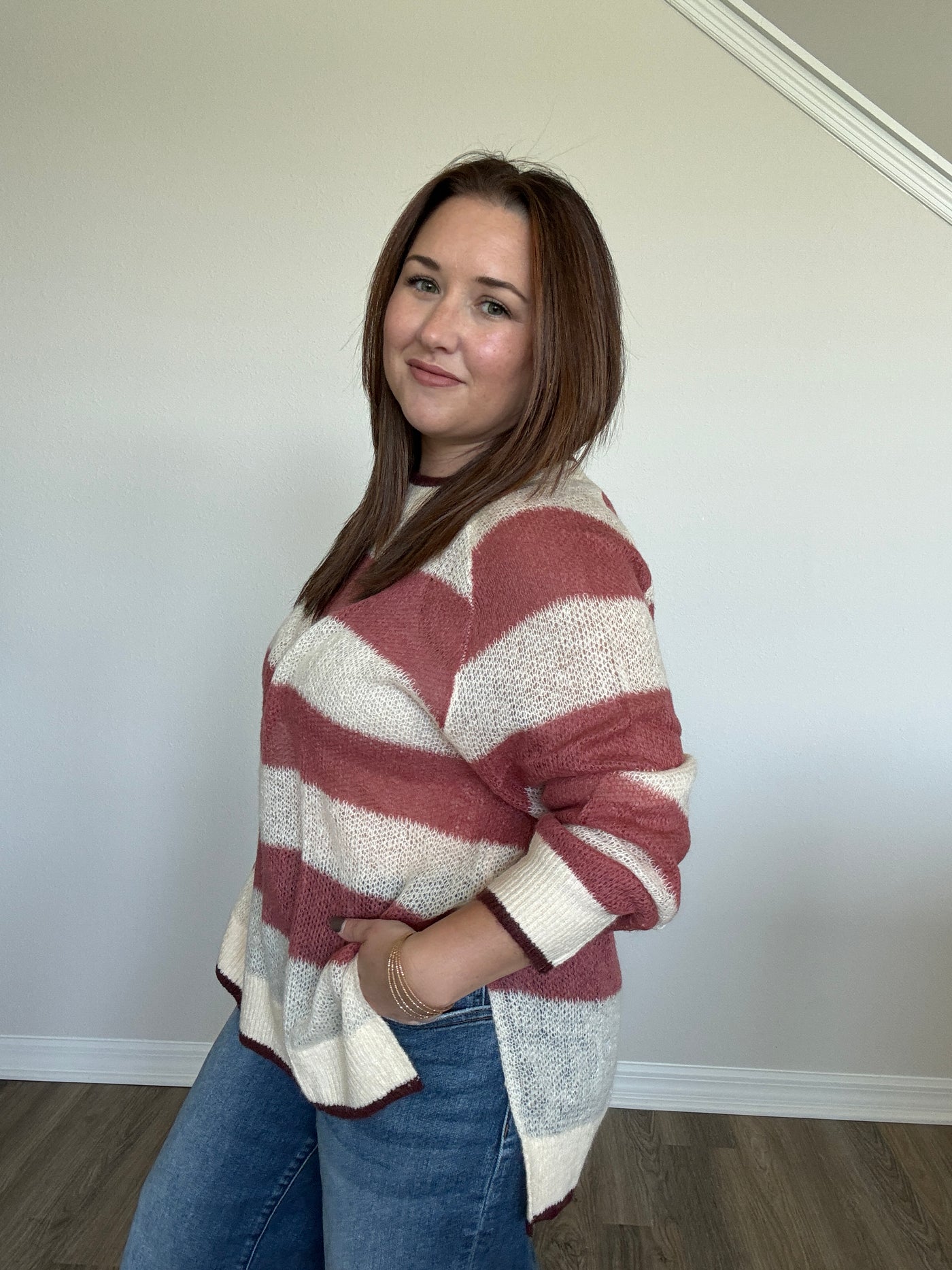 Angela Striped Sweater Top