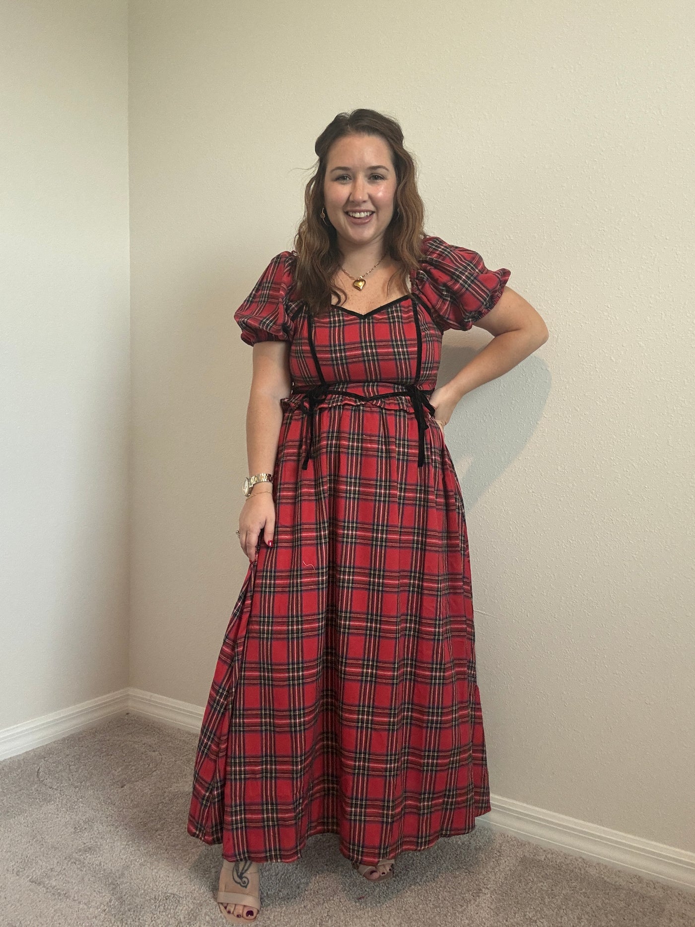 Holiday Plaid Midi Dress