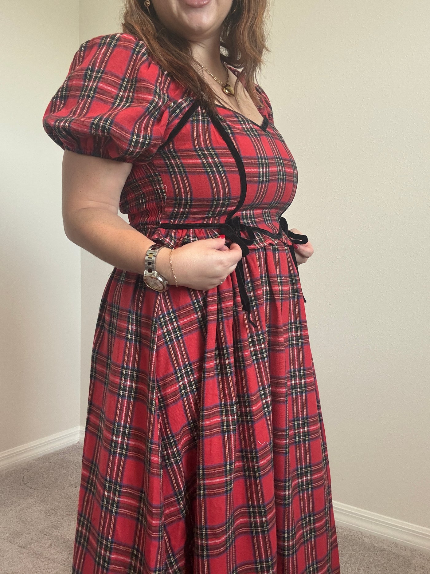 Holiday Plaid Midi Dress