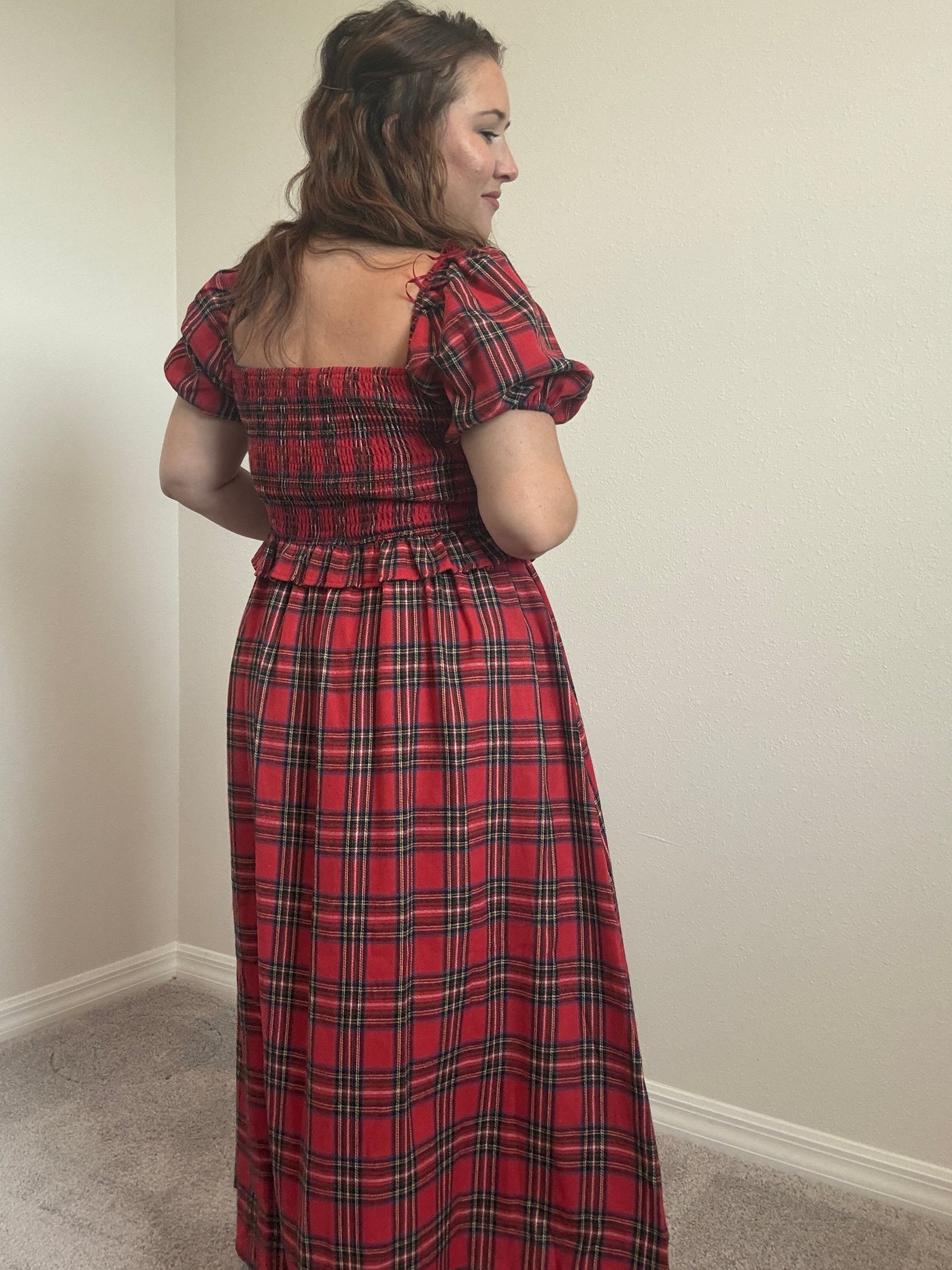 Holiday Plaid Midi Dress