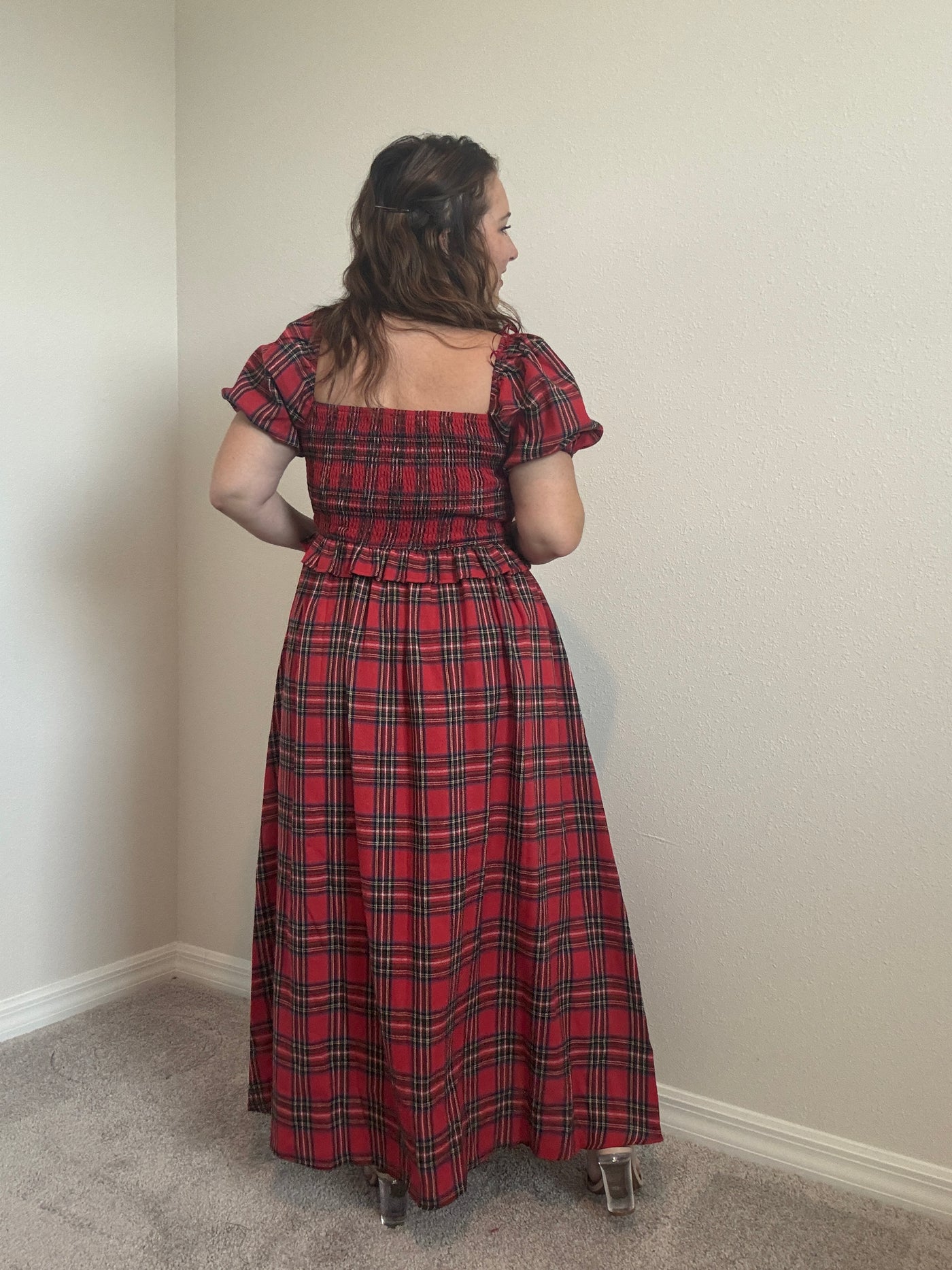 Holiday Plaid Midi Dress