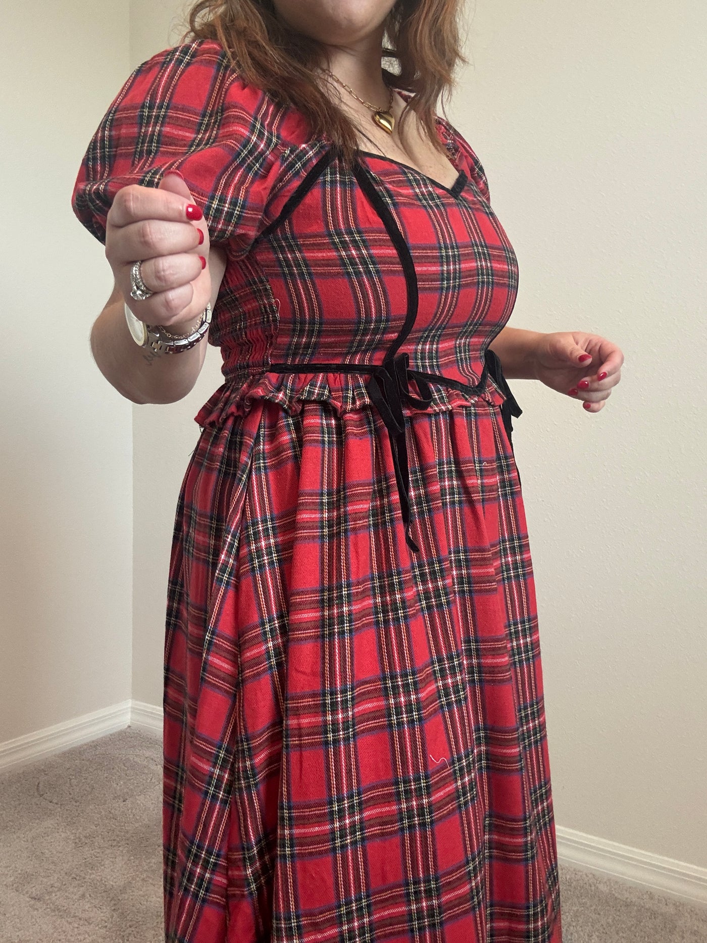 Holiday Plaid Midi Dress