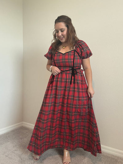 Holiday Plaid Midi Dress