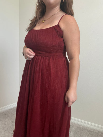 Kait Tulle Midi Dress | Burgundy