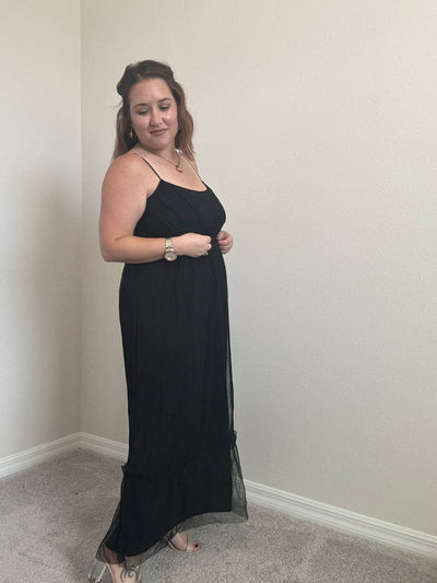 Kait Tulle Midi Dress | Black