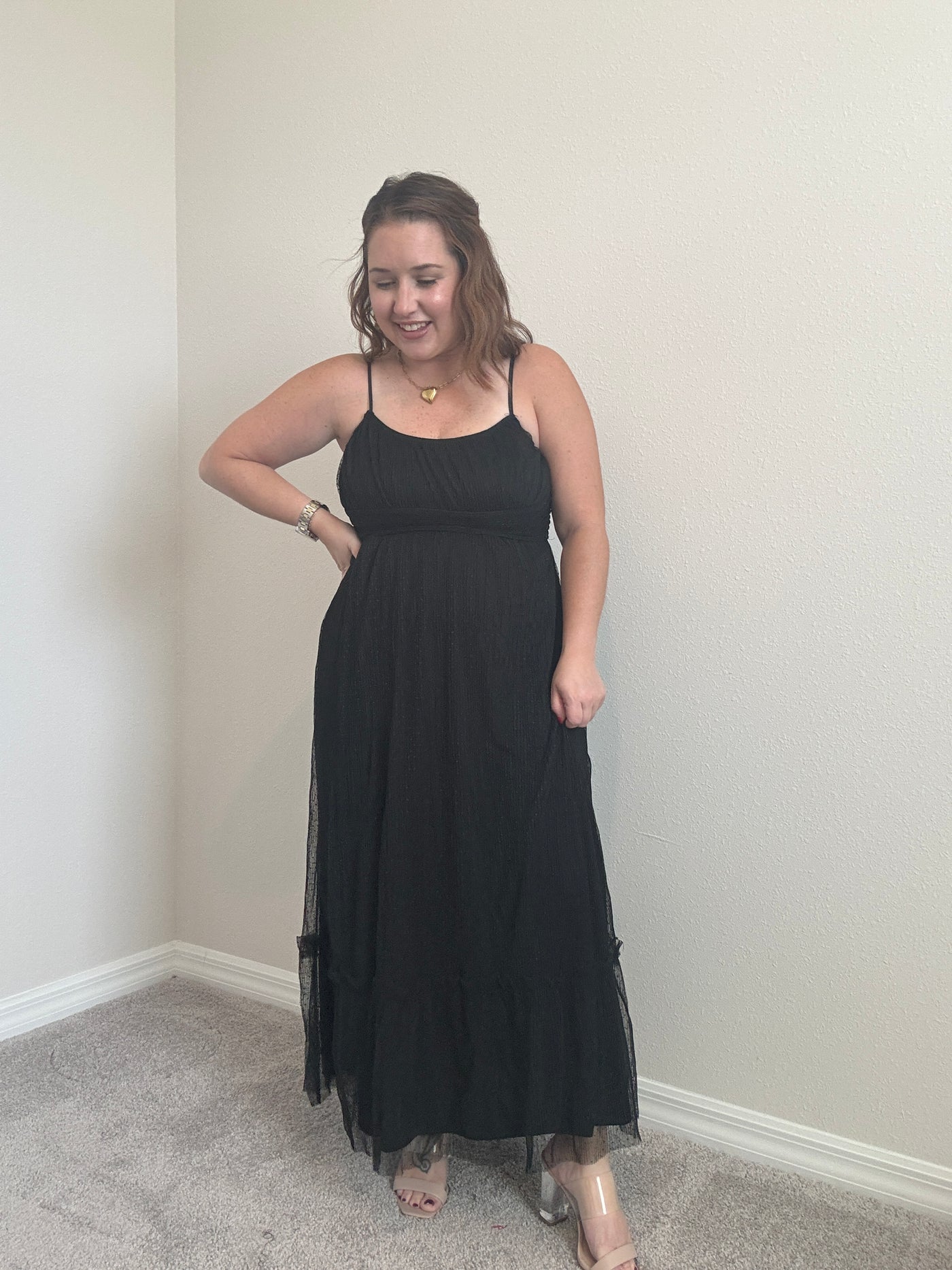 Kait Tulle Midi Dress | Black