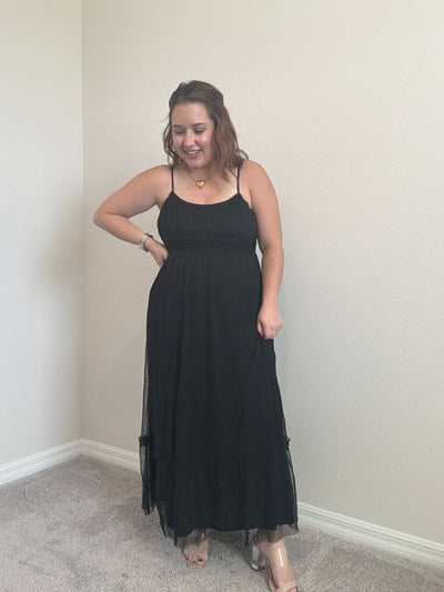 Kait Tulle Midi Dress | Black