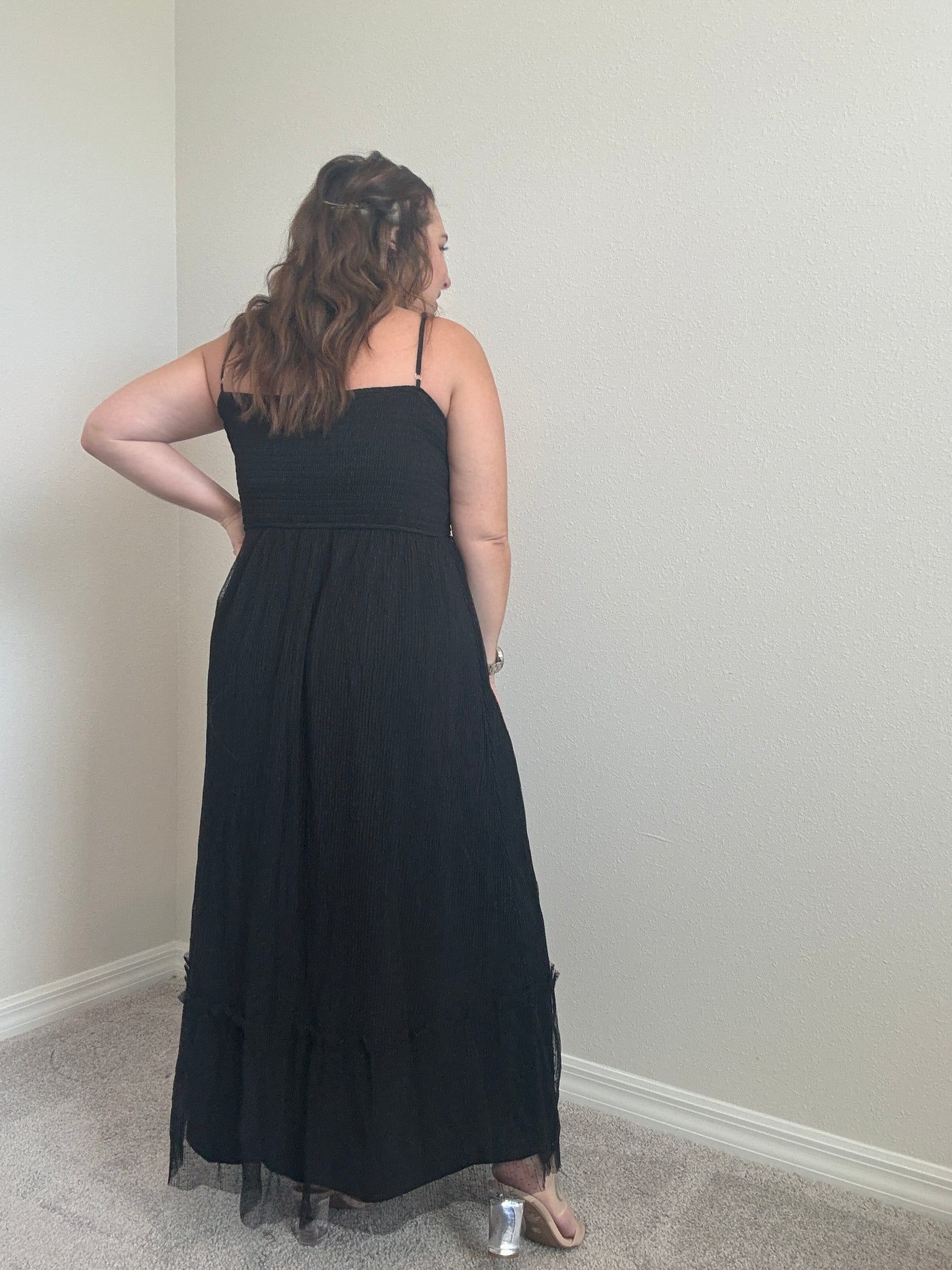 Kait Tulle Midi Dress | Black