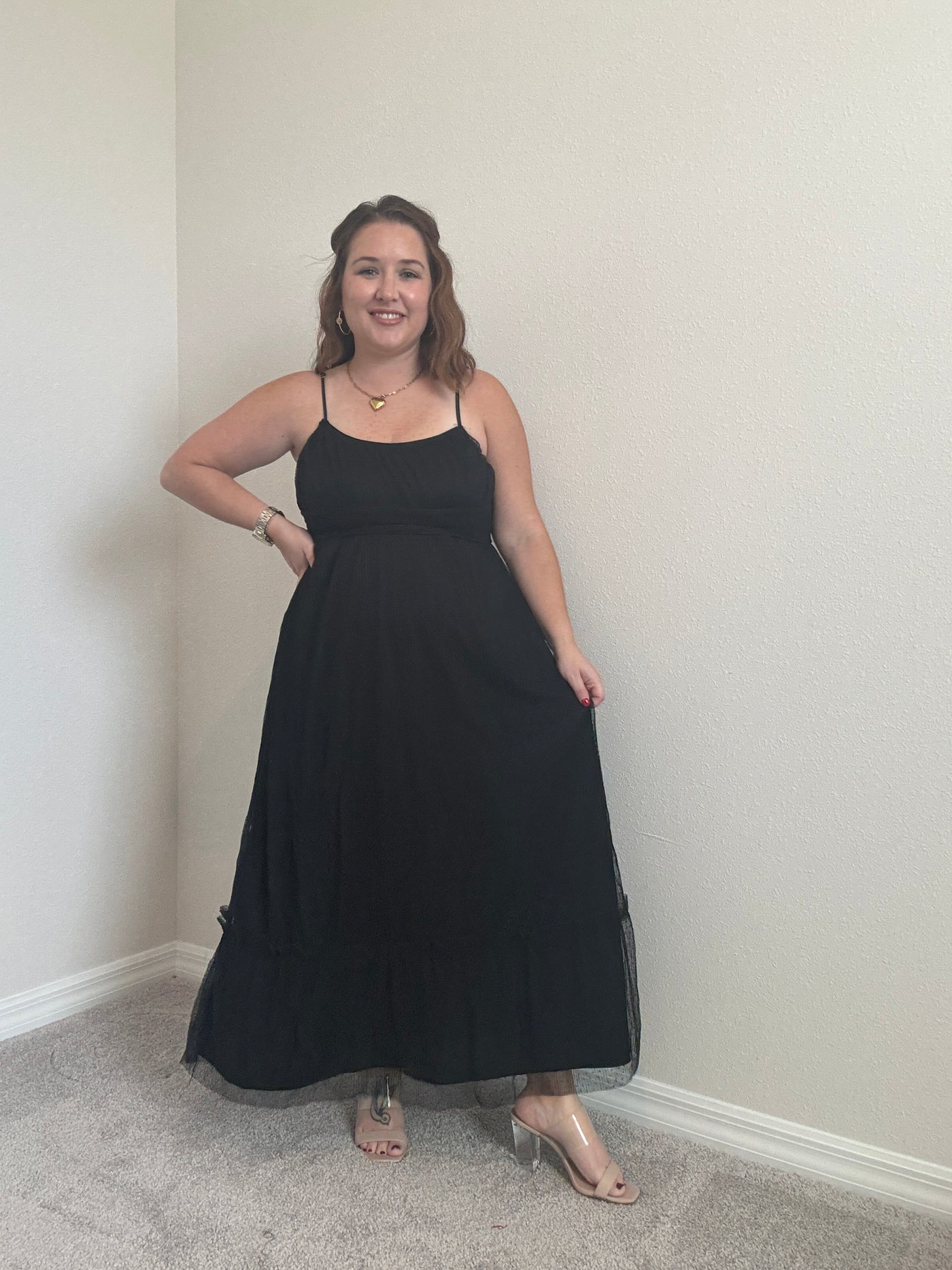 Kait Tulle Midi Dress | Black