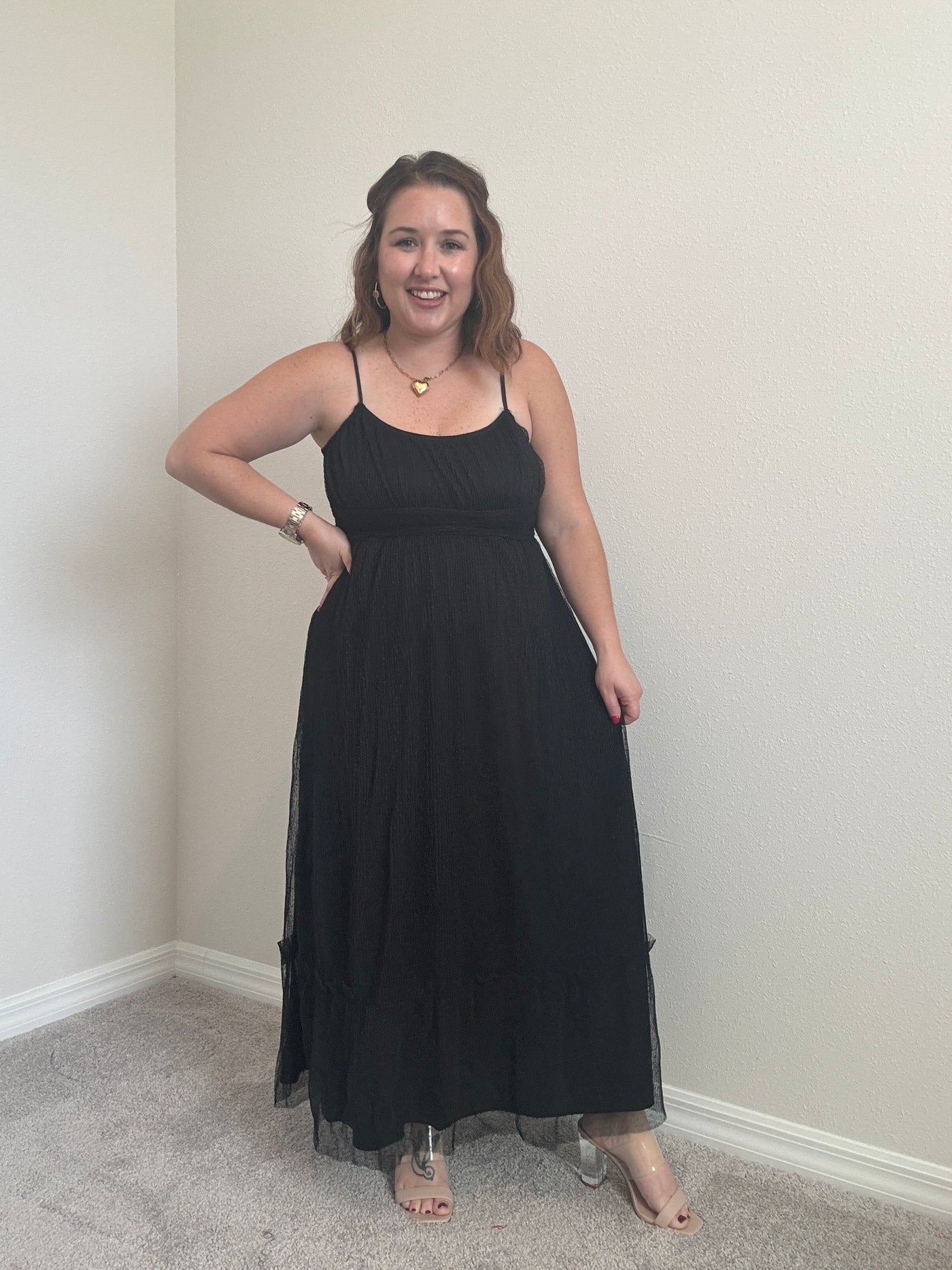 Kait Tulle Midi Dress | Black