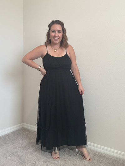 Kait Tulle Midi Dress | Black