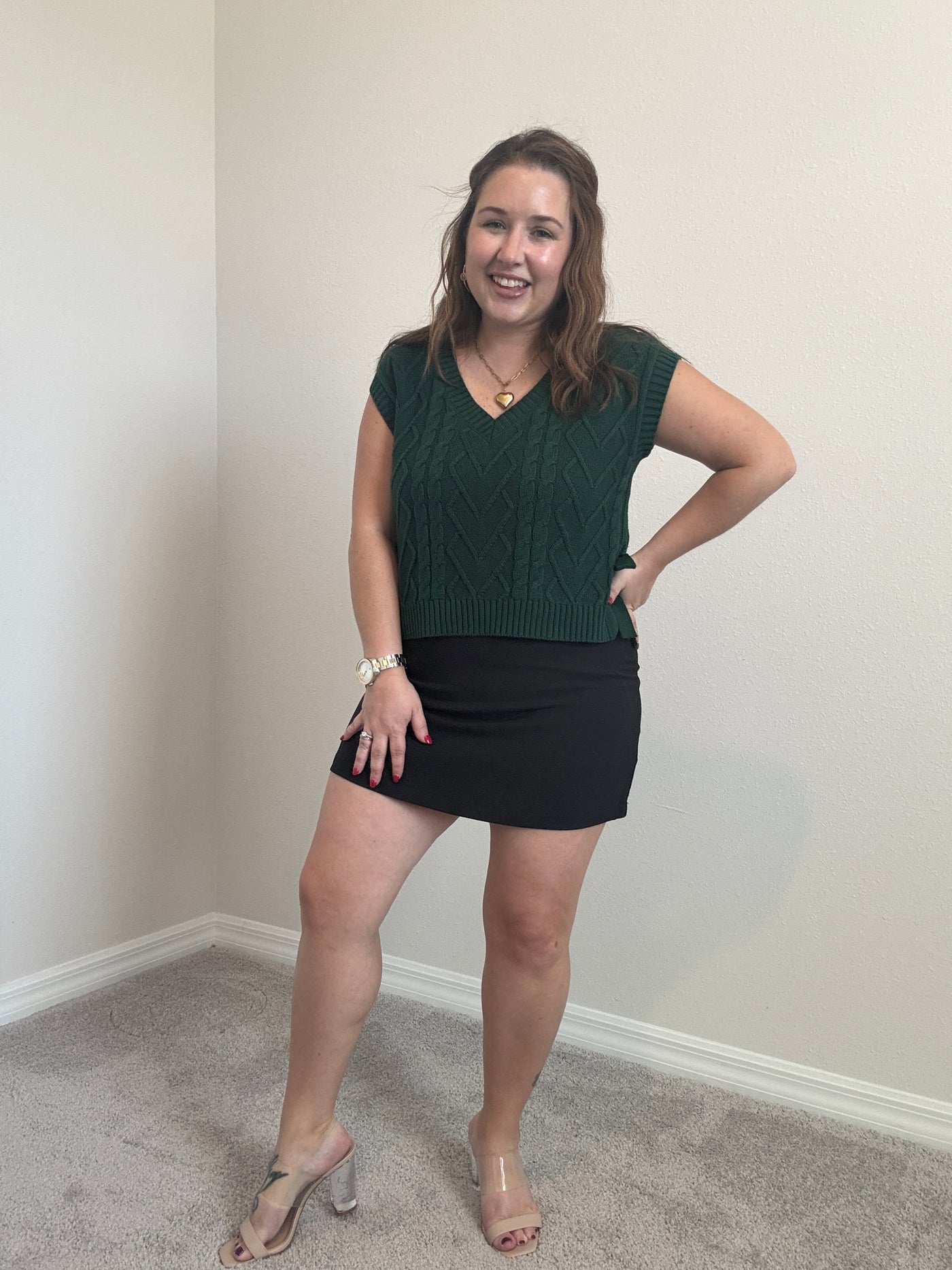 Heather Cable Knit Sweater Vest