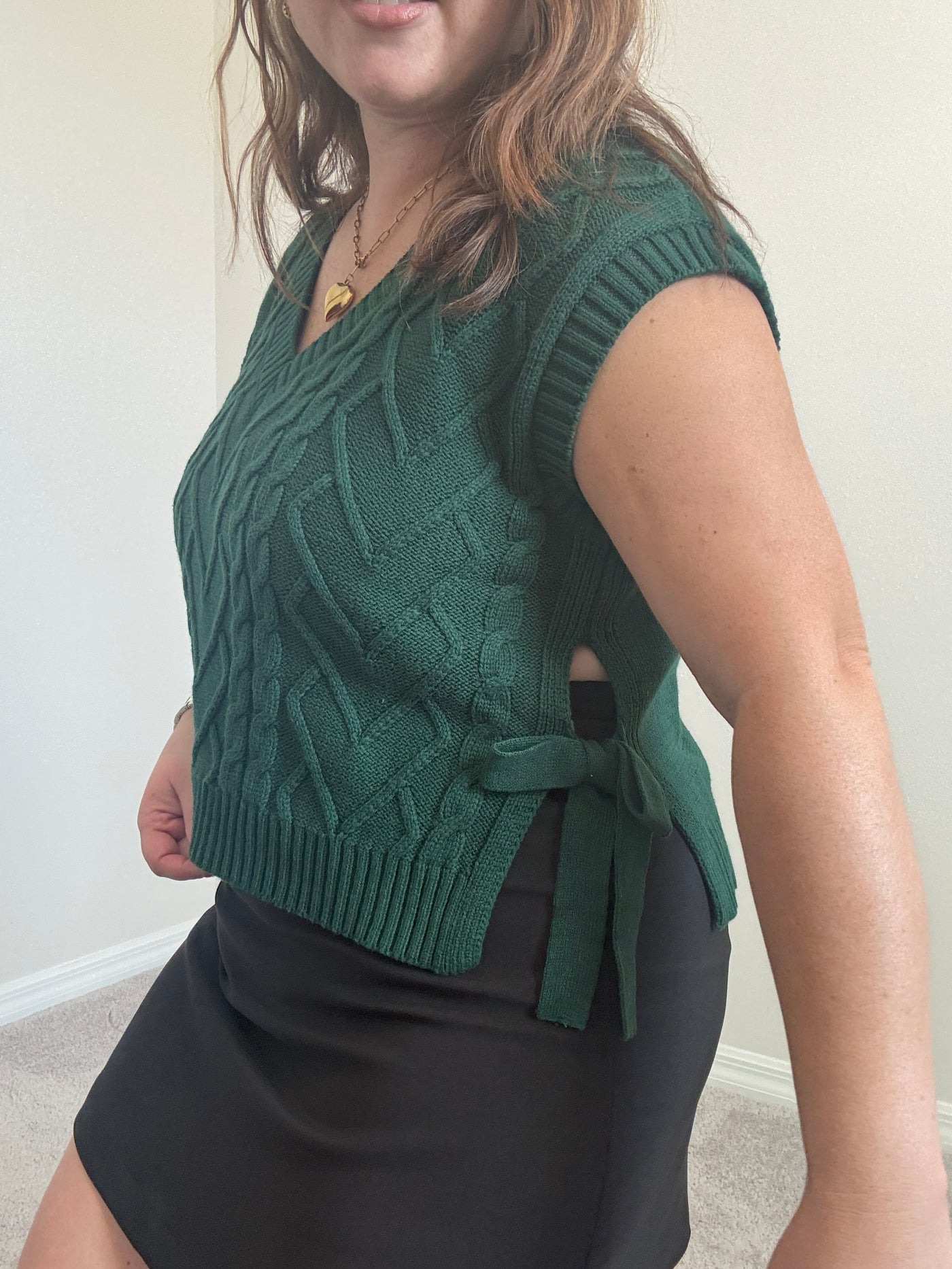 Heather Cable Knit Sweater Vest