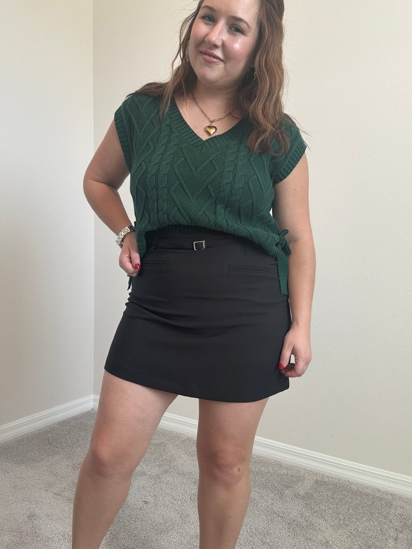 Heather Cable Knit Sweater Vest