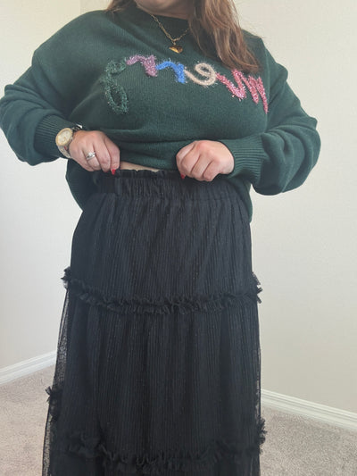 Polkadot Tulle Tiered Midi Skirt