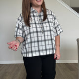 Plaid Top Black and White
