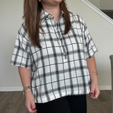 Plaid Top Black and White
