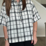 Plaid Top Black and White