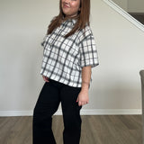 Plaid Top Black and White