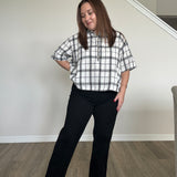 Plaid Top Black and White