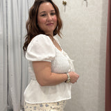 Cammie Front Tie Smocked Top