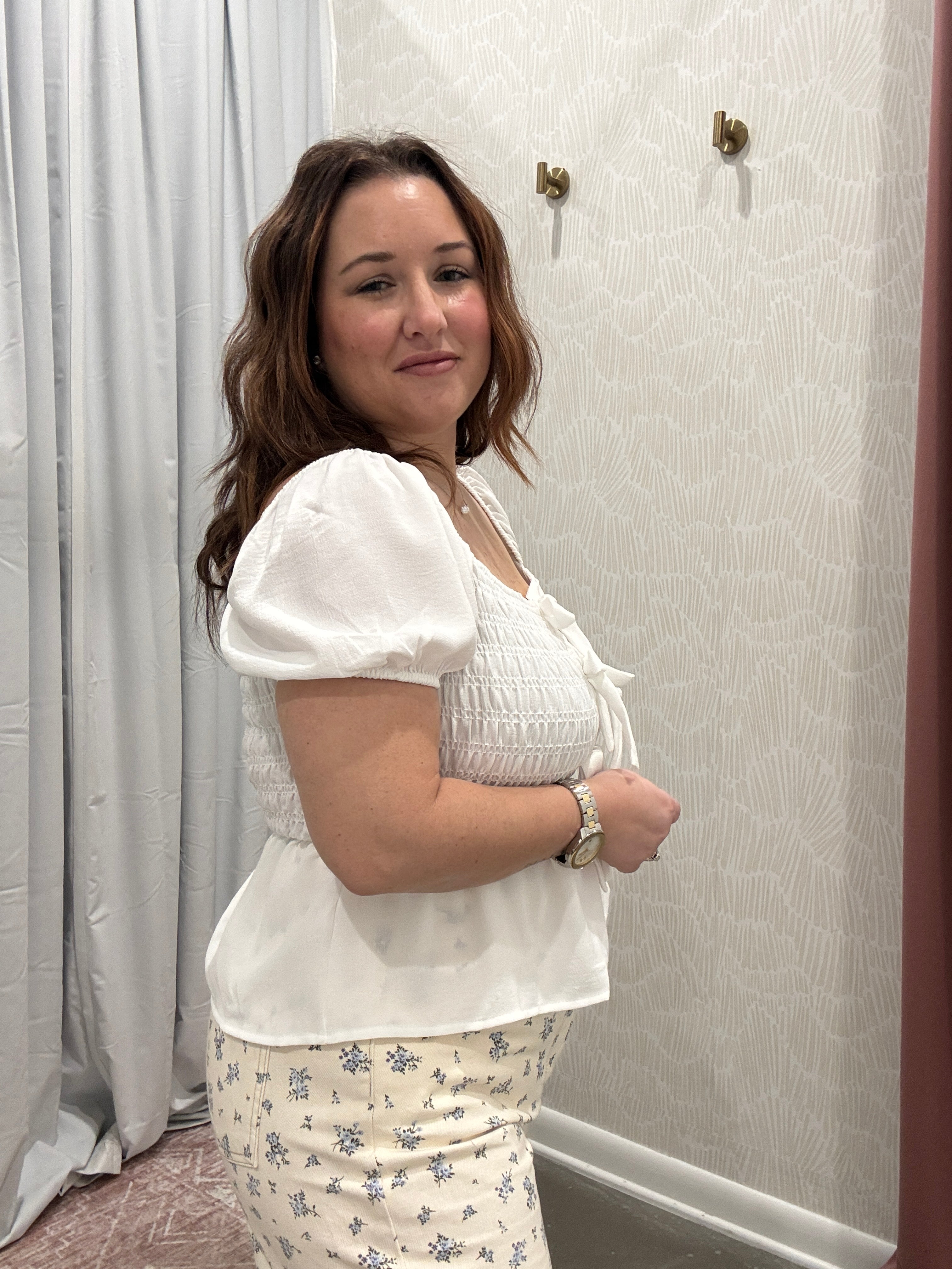 Cammie Front Tie Smocked Top