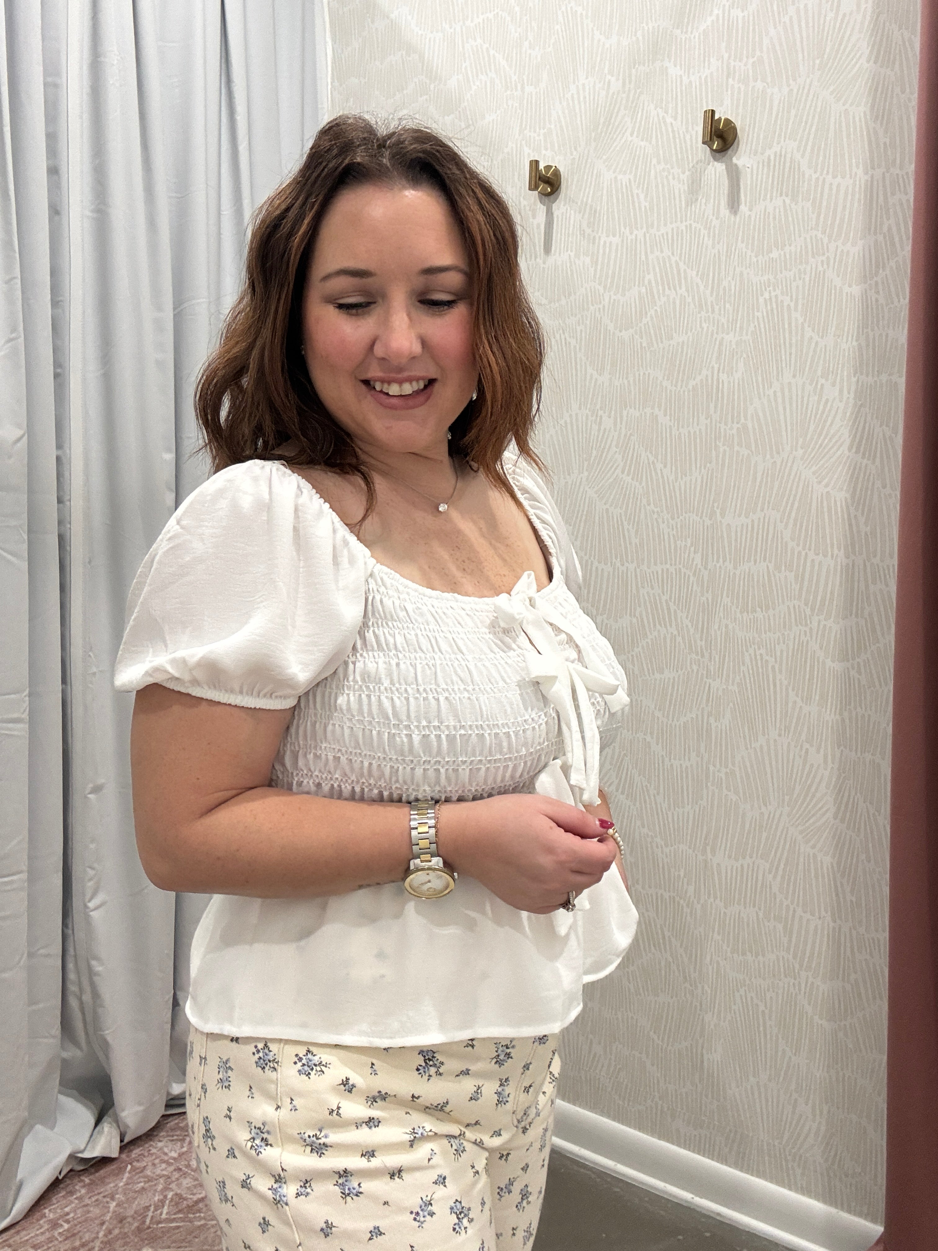 Cammie Front Tie Smocked Top