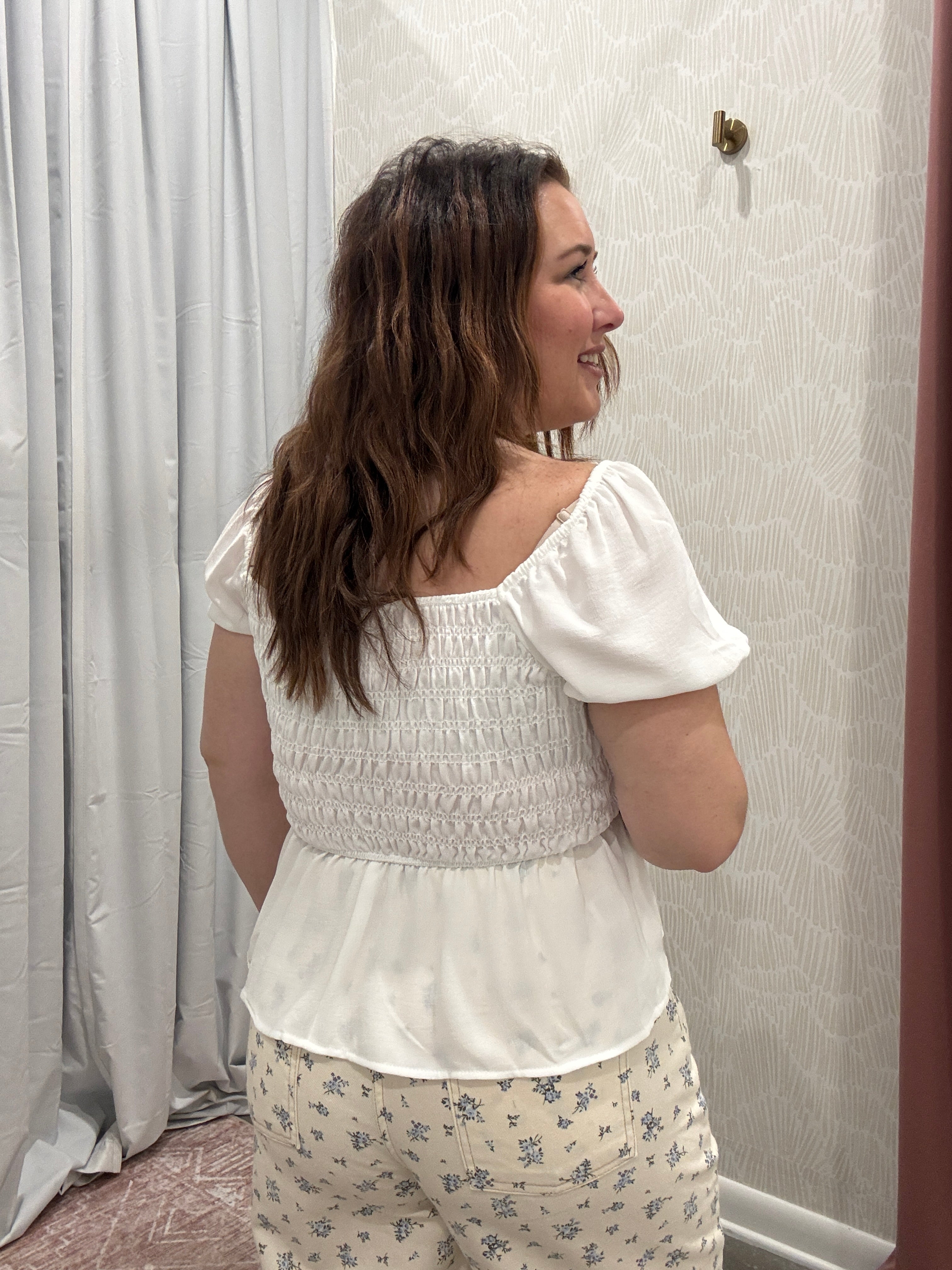 Cammie Front Tie Smocked Top