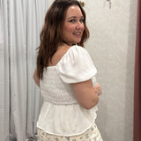 Cammie Front Tie Smocked Top