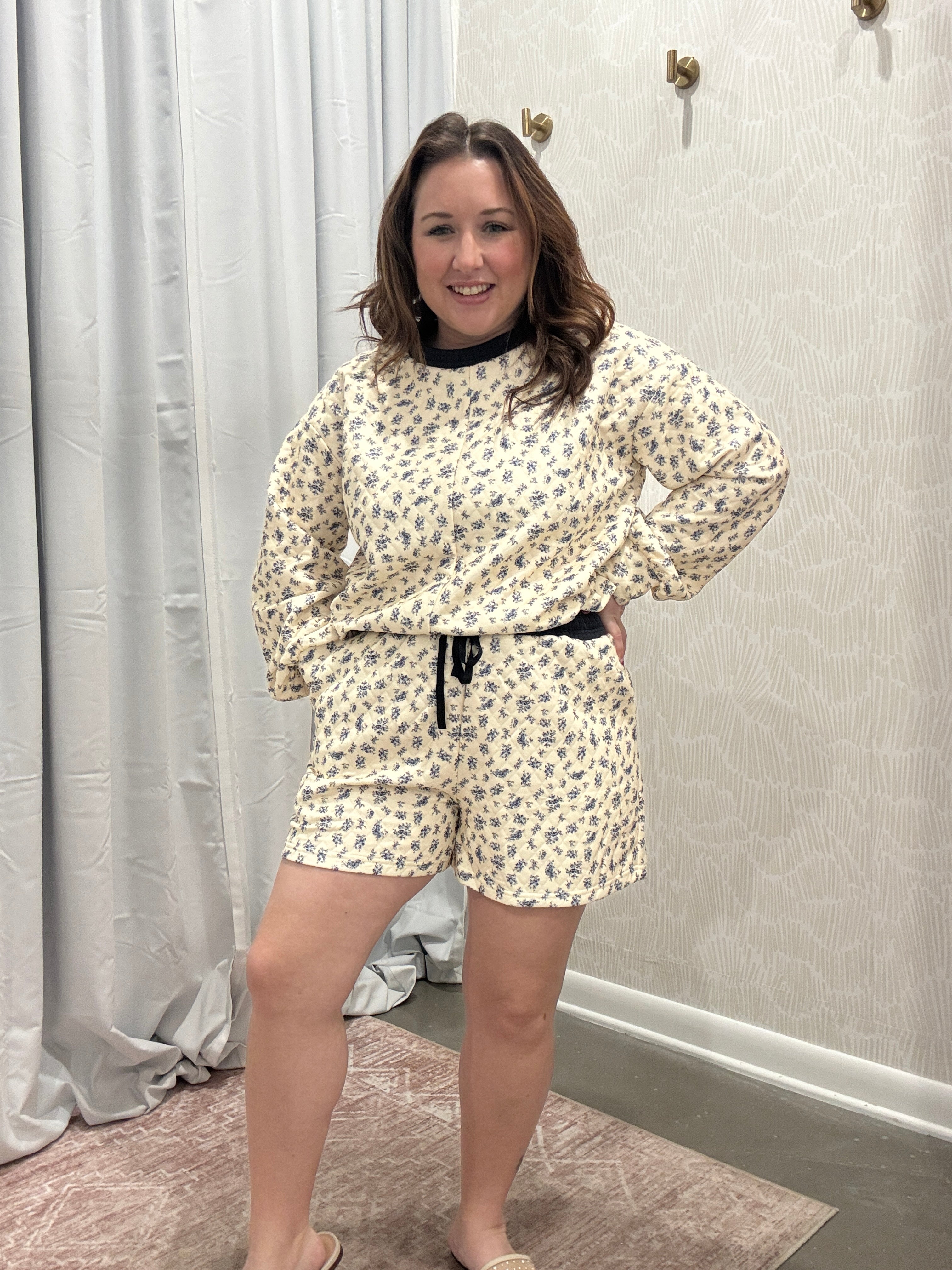 Layla Floral Print Quilted Knit Pullover
