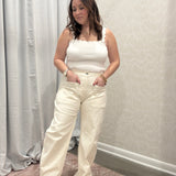 Ivory Fray Hem Barrel Jeans